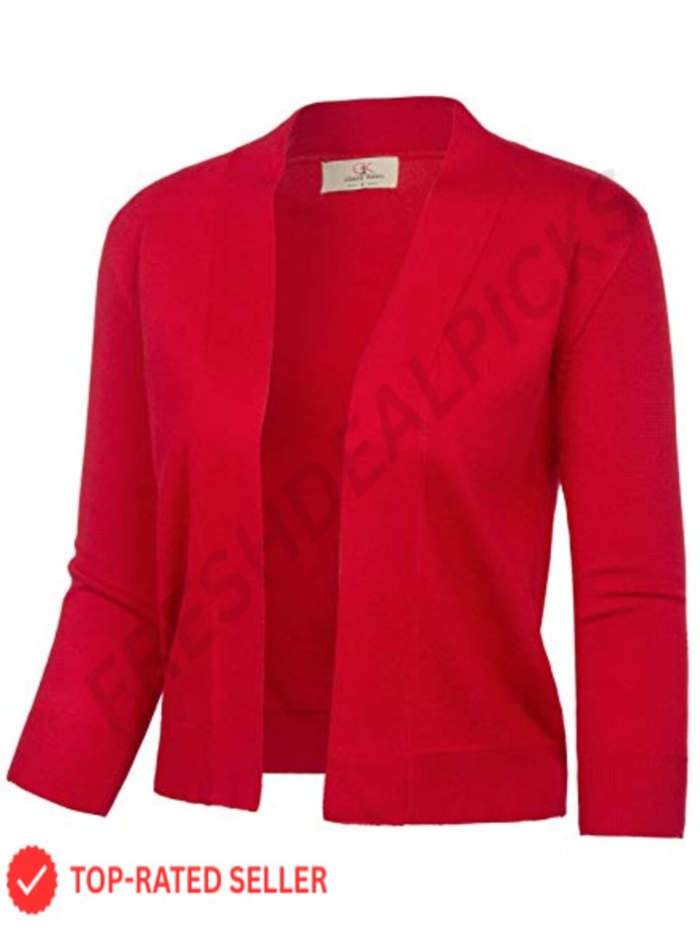 Womens Knit Cropped Cardigan 3/4 Sleeve Open Front Bolero Shrug Sweater